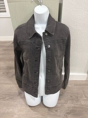 Women’s Faded Black/Gray Denim Jacket - Classic Button Front by Venus
